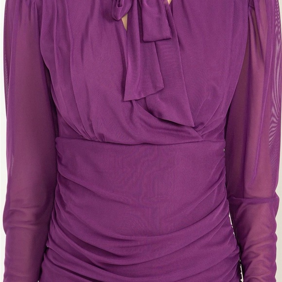 Purple Sheer Long Sleeve Mini Dress NWT - Picture 5 of 12